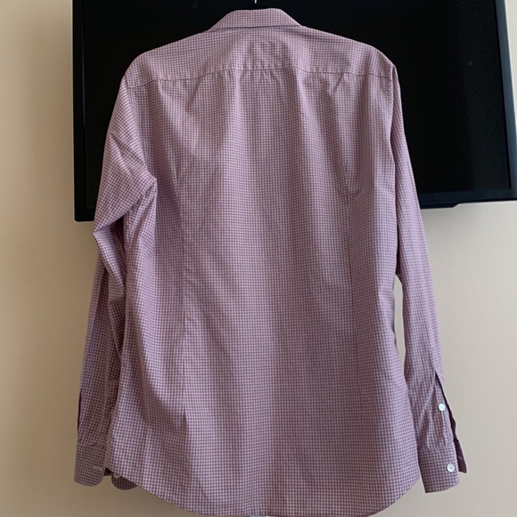 MENS SIZE LARGE SALVATORE FERRAGAMO COTTON DRESS SHIRT RED PLAID - Picture 10 of 14